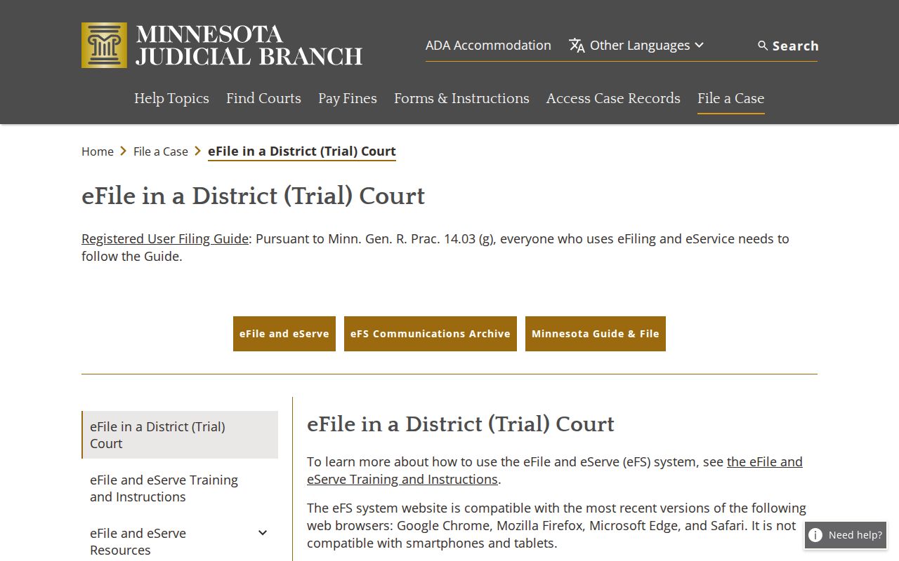 Minnesota eFile and eServe source relevant to Grant County court document access