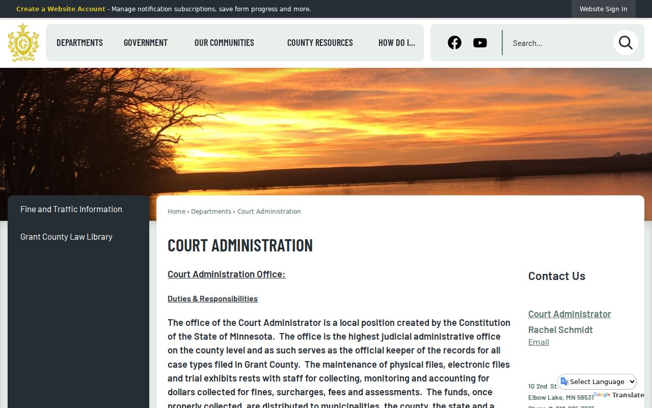 Grant County Court Administration source page for local court-record requests