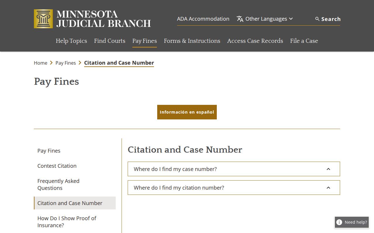Minnesota citation and case number guidance for a Grant County traffic court lookup