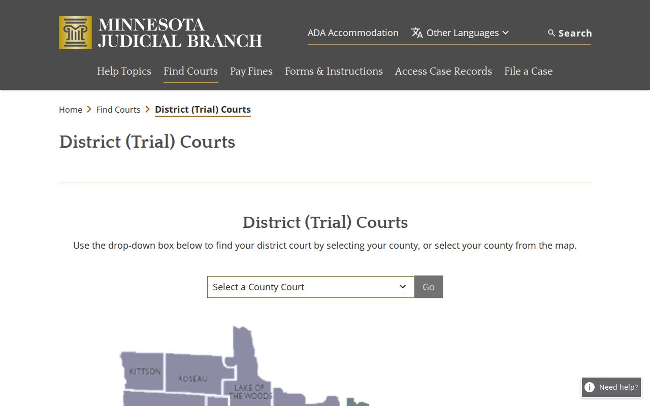 Grant County court docket: Minnesota District Courts county selection page